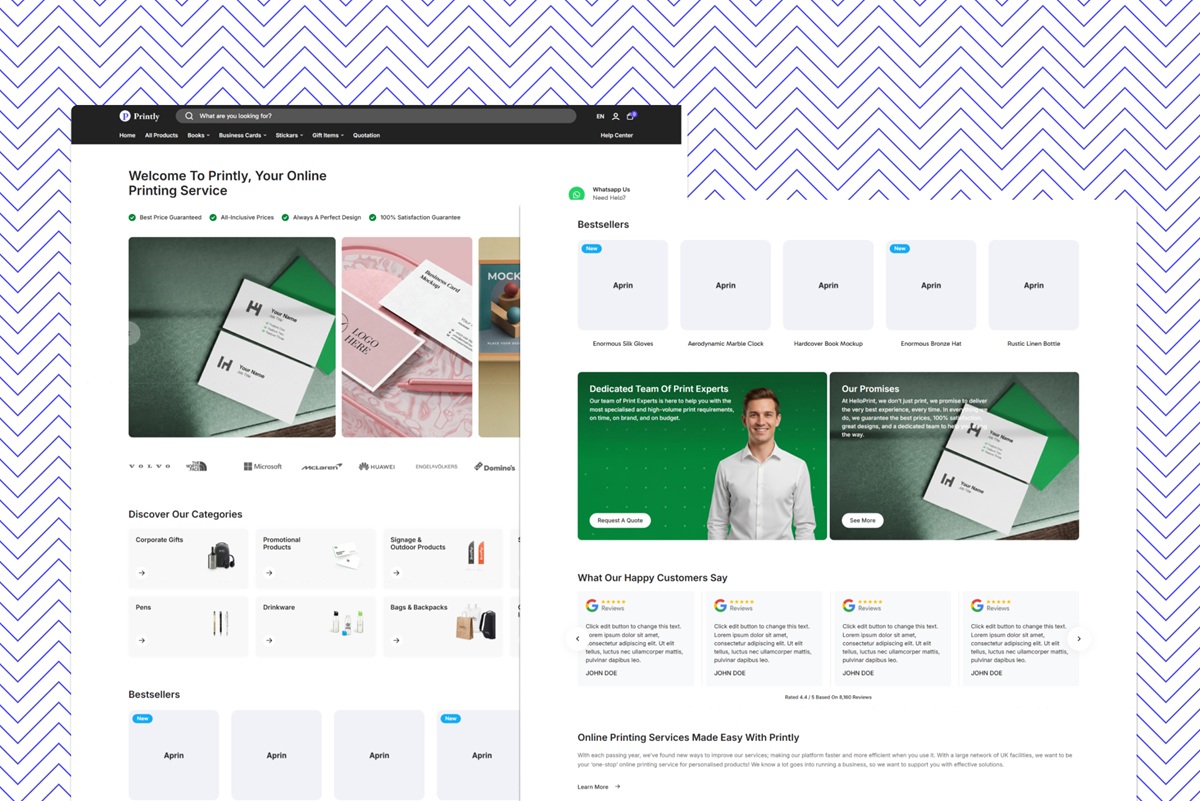 HelloPrint Master Clone – Complete WordPress Print-Shop Website Template (Elementor Pro + Aprin Theme)