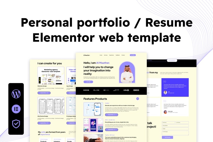 Portfolio / Resume Elementor Web template