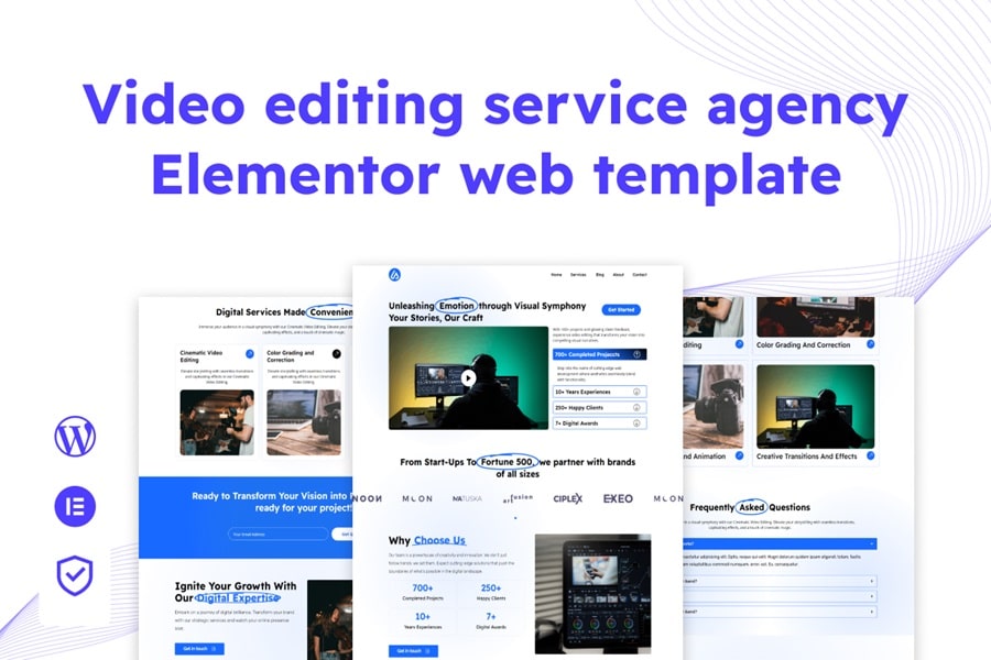Video editing service elementor template